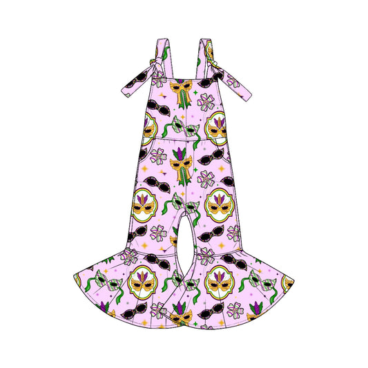 Pre-order(moq5)  Cute Girls Easter Sleeveless Tie Strap Flared Jumpsuit with Pockets