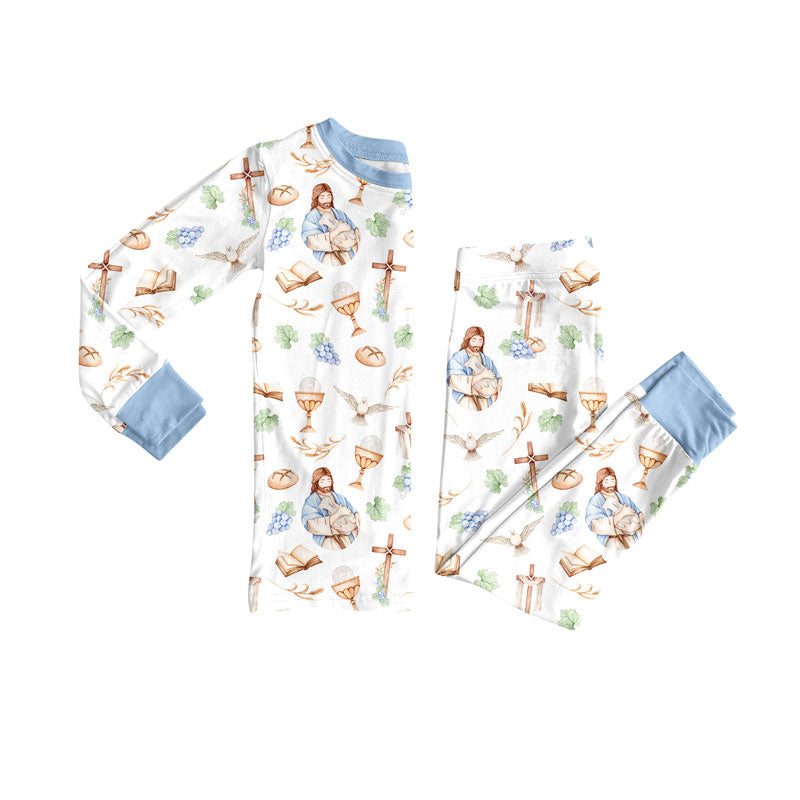 Preorder(moq 5) Baby Boys Crosses Jesus Top Pants Pajamas Sets