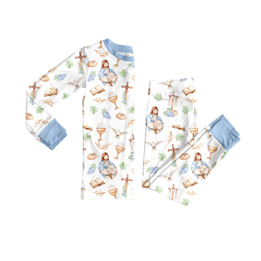 Preorder(moq 5) Baby Boys Crosses Jesus Top Pants Pajamas Sets