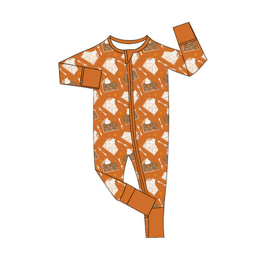 Preorder (moq 5)Baby Boys Cakes Thanksgiving Two Way Zip Convertible Rompers
