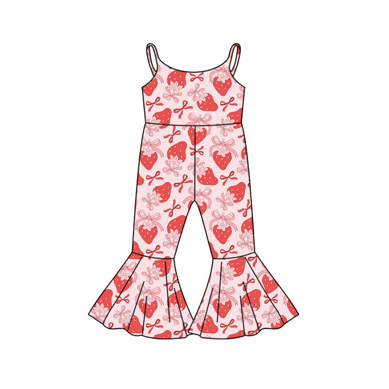 Preorder (moq 5)Baby Girls Strap Bows Rabbits Bell Bottom Jumpsuits