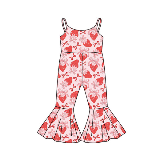 Preorder (moq 5)Baby Girls Strap Bows Rabbits Bell Bottom Jumpsuits