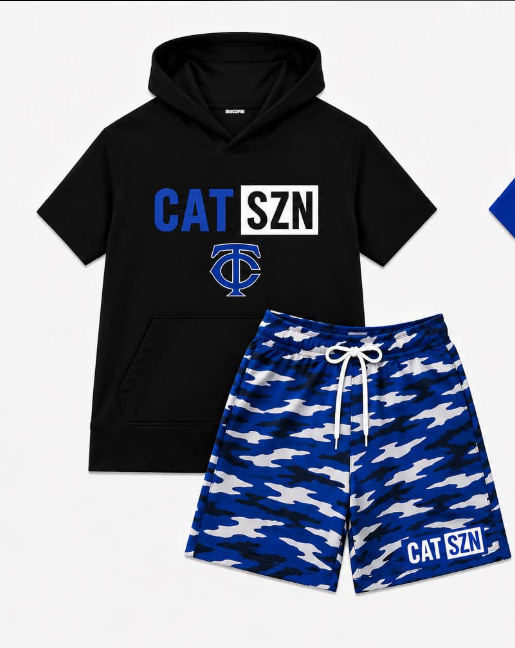 Preorder (moq 5) Baby Boys Black CAT SZN Hoodie Camo Short Team Clothes Sets