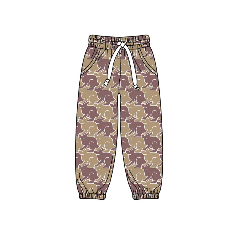 Preorder (moq 5) Baby Boys Khaki Rabbits Camo Easter Pockets Joggers Pant Bottom