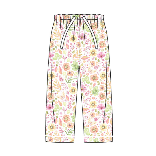 Adult Women Pink Flowers Bottoms Pants Pajamas Preorder(moq 5)