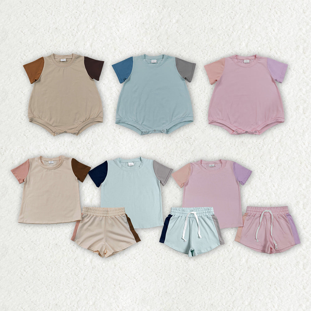 Sibling Baby Kids Patchwork Shirts Top Short Clothes Set Rompers