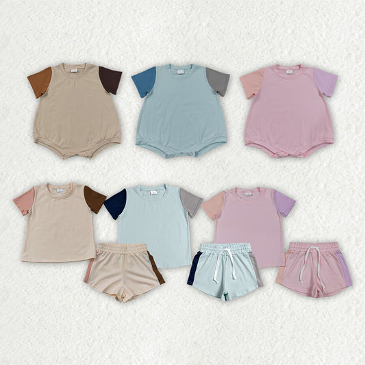 Sibling Baby Kids Patchwork Shirts Top Short Clothes Set Rompers