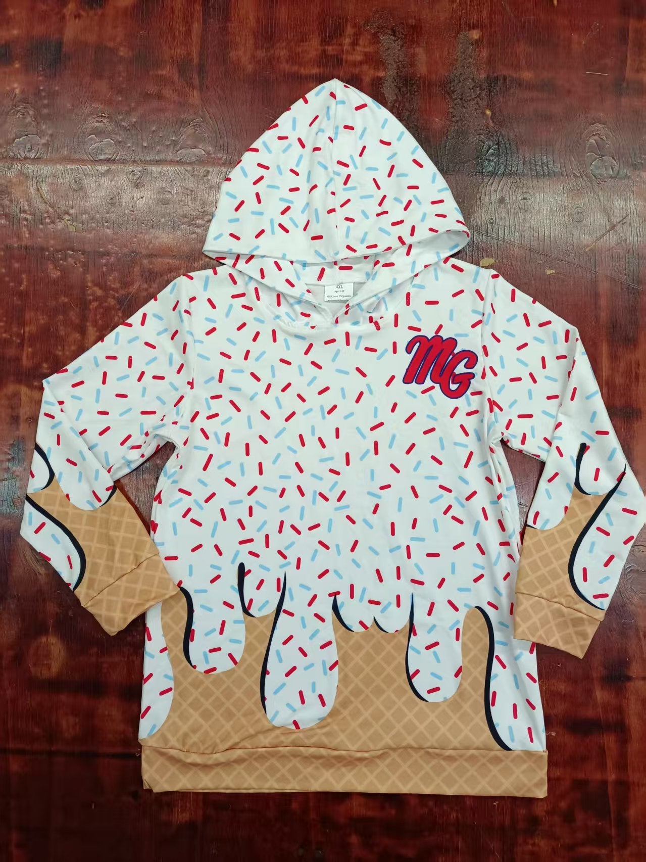 Preorder moq 5 Baby Boys Long Sleeves Red Mg Team Hoodies Top