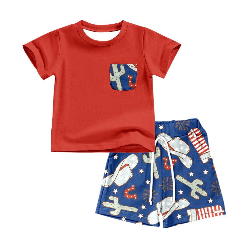 Baby Boys Pocket Shirt Cactus Shorts Pajamas Outfits Sets preorder(moq 5)