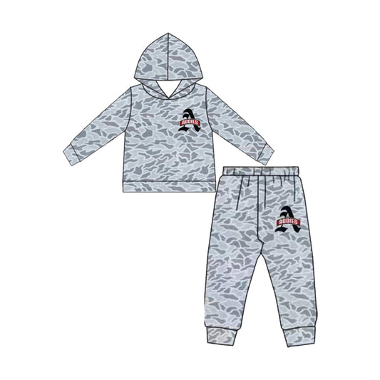 Preorder(moq 5)Baby Boys Grey Camo Hooded Aggies Pants Team Clothes Sets