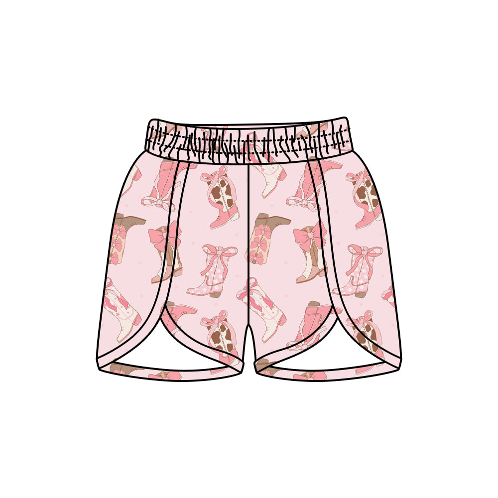 Preorder(moq 5) Adult Women Western Pink Boots Shorts Bottoms