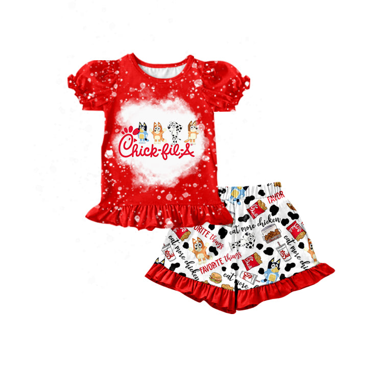 Baby Girls Dogs Friends Red Chips Shirts Shorts Clothes Sets preorder(moq 5)