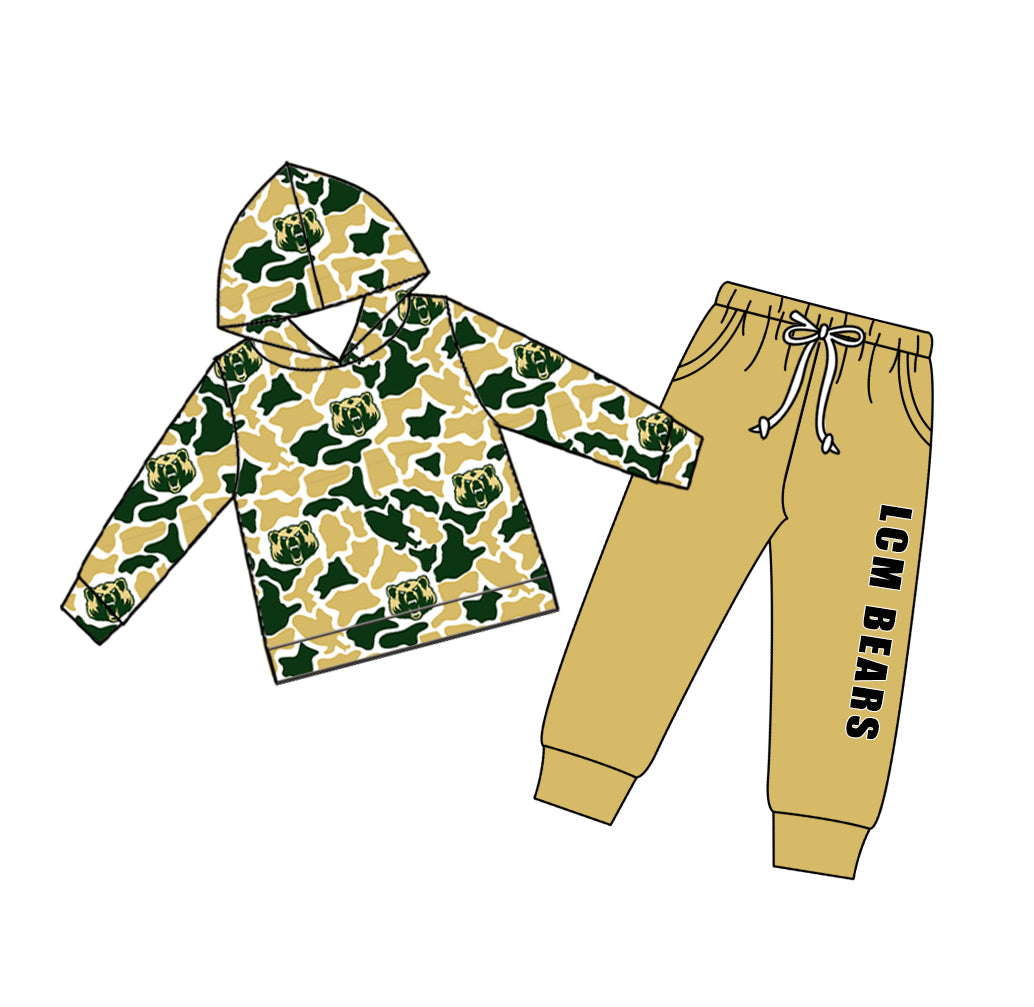 Preorder (moq 5)Baby Boys Colorful Camo Hoodies Top Pockets Jogger Team Clothes Set