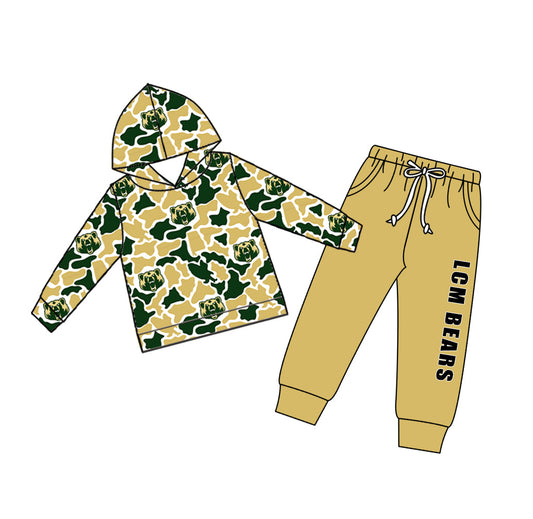 Preorder (moq 5)Baby Boys Colorful Camo Hoodies Top Pockets Jogger Team Clothes Set