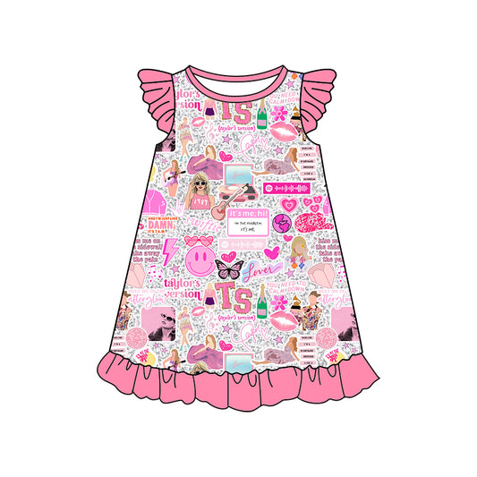 Baby Girls Pink Singer Flutter Sleeve Knee Length Dresses preorder(moq 5)