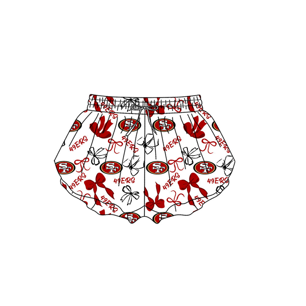 Preorder (moq 5)Baby Girls San Francisco 49ers Bows Team Ruffle Shorts Bottom