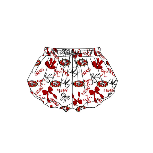 Preorder (moq 5)Baby Girls San Francisco 49ers Bows Team Ruffle Shorts Bottom