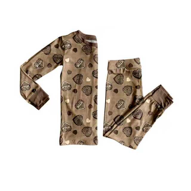 Preorder (moq 20)Baby Boys Bamboo Brown Wild Hearts Pajamas Sets