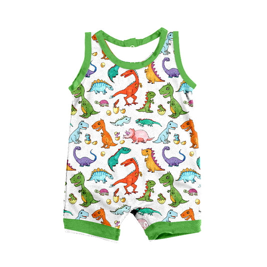 Baby Boys Green Dinosaur Sleeveless Rompers preorder(moq 5)