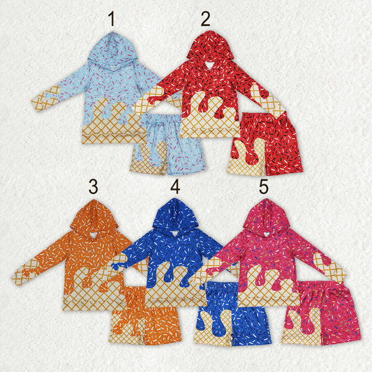 Sibling Baby Boys Long Sleeve Southern Camo Drip Sprinkles Hoodies Pockets Shorts Clothes Sets