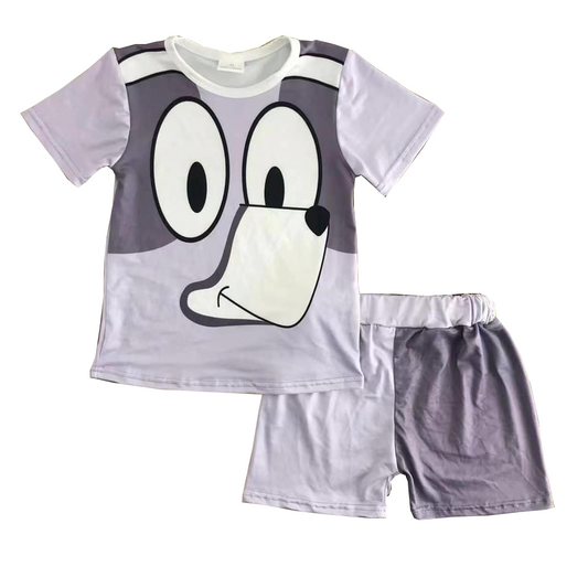 Baby Boys Cartoon Dog Grey Top Shorts Outfits Clothes Sets Preorder(moq 5)