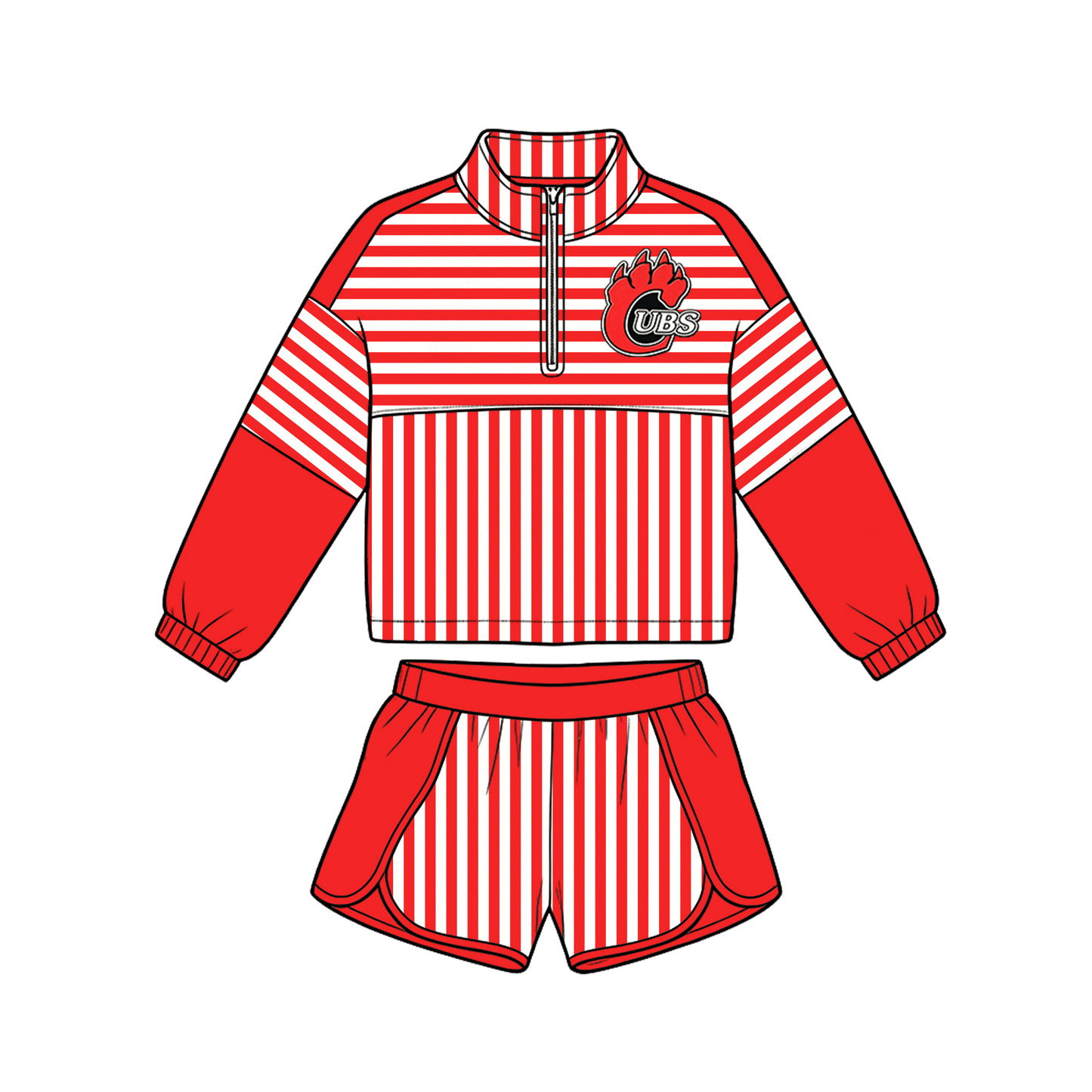 Preorder (moq 5)Baby Boys Red Stripe UBS Pullovers Top Short Team Clothes Set