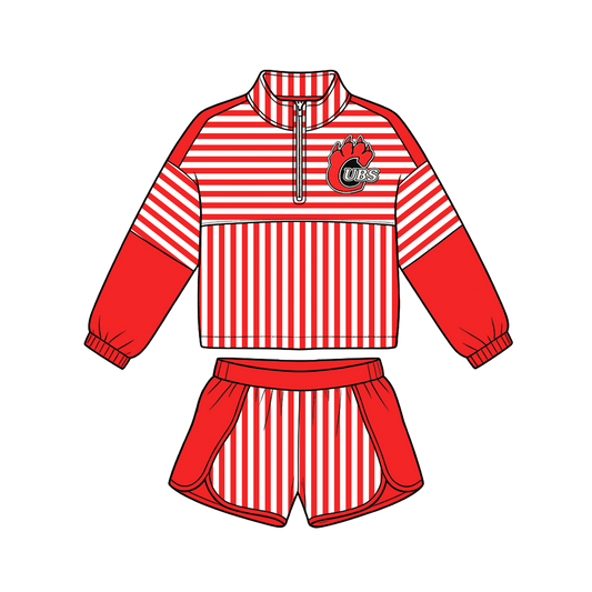 Preorder (moq 5)Baby Boys Red Stripe UBS Pullovers Top Short Team Clothes Set
