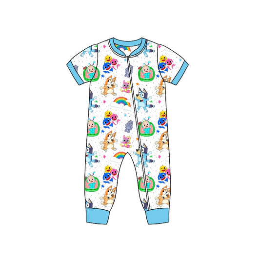 Baby Infant Boys Cartoon Dogs Rainbow Zips Rompers preorder(moq 5)