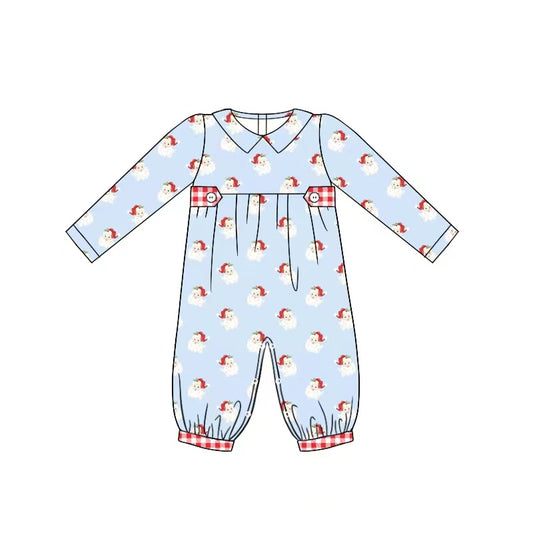 Baby Infant Boys Blue Santa Long Sleeve Rompers preorder