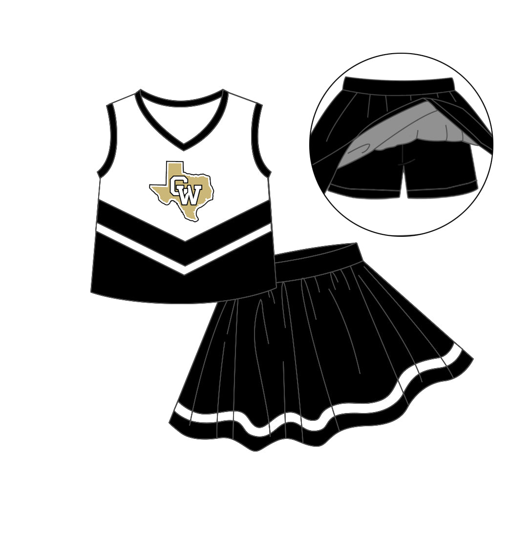 Baby Girls GW black Cheerleader Skirts Team Clothing Sets preorder(moq 5)