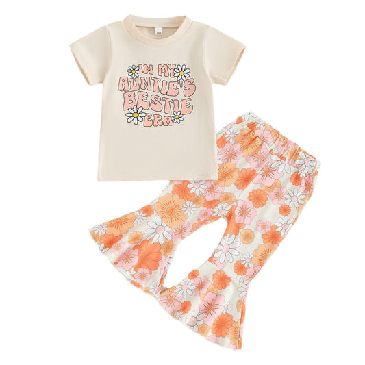 Baby Girls Auntie Era Shirt Bell Pants Clothes Sets Preorder(moq 5)