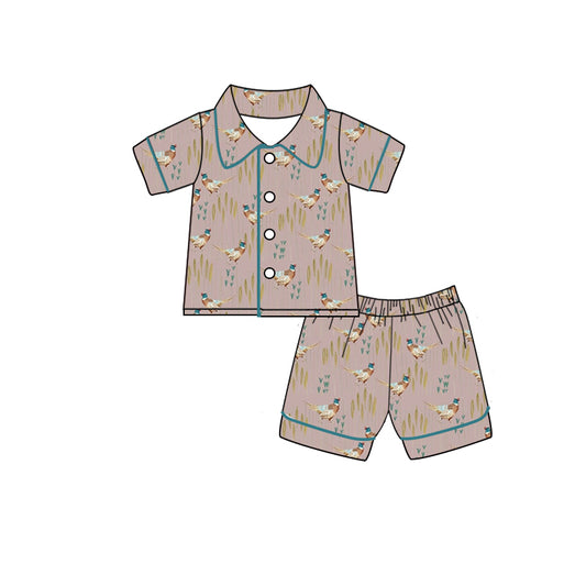 Baby Girls Wild Chicken Buttons Shirt Shorts Pajamas Clothes Sets preorder (moq 5)