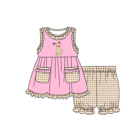 Baby Girls Dog Pockets Tunic Top Shorts Clothes Sets preorder(moq 5)