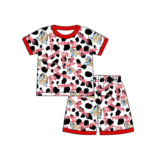 Baby Boys Dogs Red Chips Family Shirts Shorts Pajamas Clothes Sets preorder(moq 5)