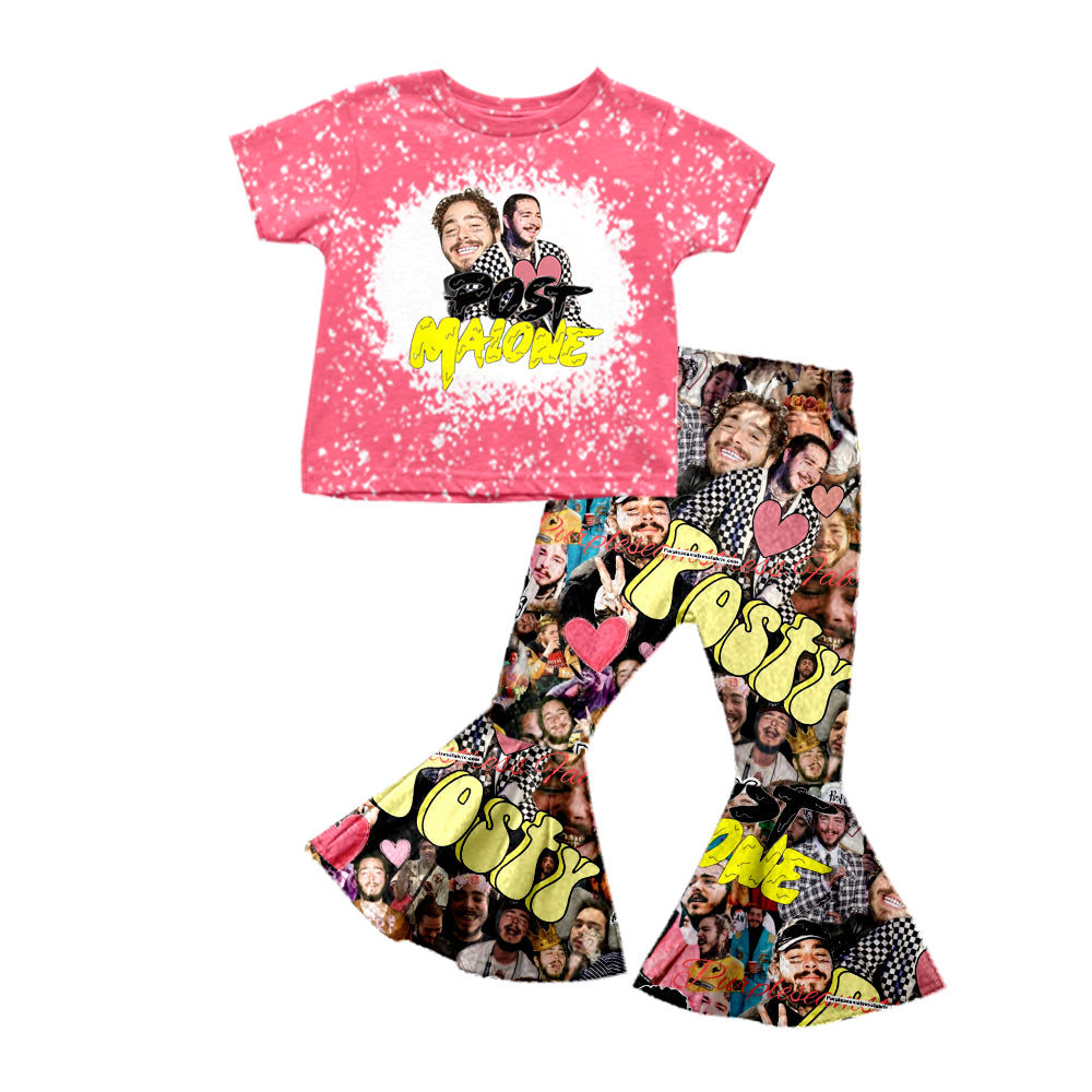 Baby Girls Short Sleeve Singer Pictures Shirt Bell Pants Clothes Sets preorder(moq 5)