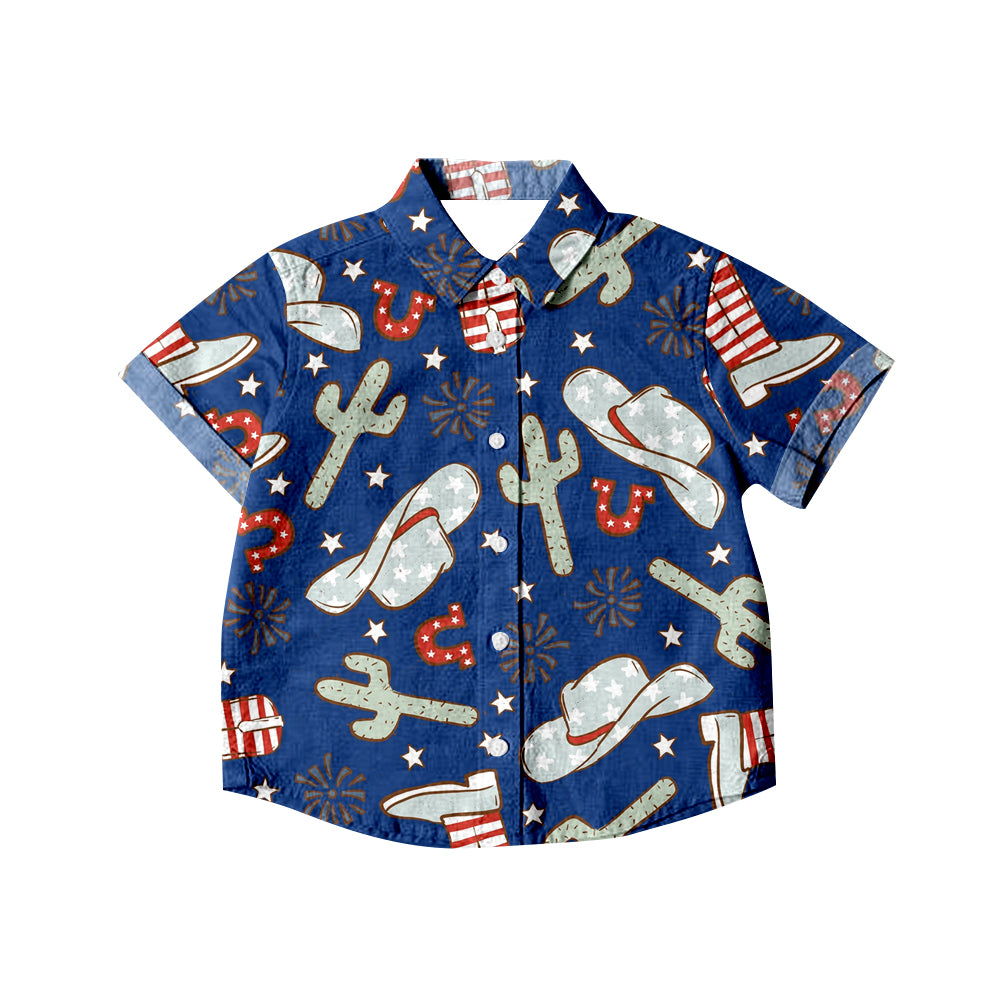 Baby Boys Cactus Western Buttons Short Sleeve Tee Shirts Tops preorder(moq 5)