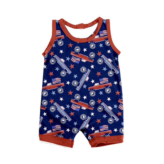 Baby Girls Tractor 4th Of July Rompers preorder(moq 5)