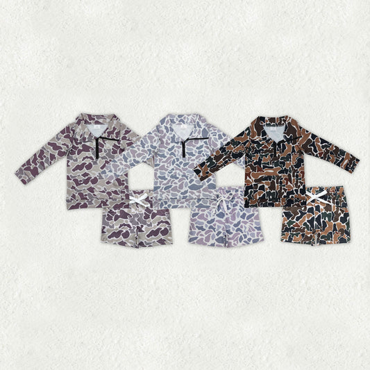 Sibling Baby Boys Long Sleeve Camo Zipper Pullover Pockets Shorts Southern Clothes Set