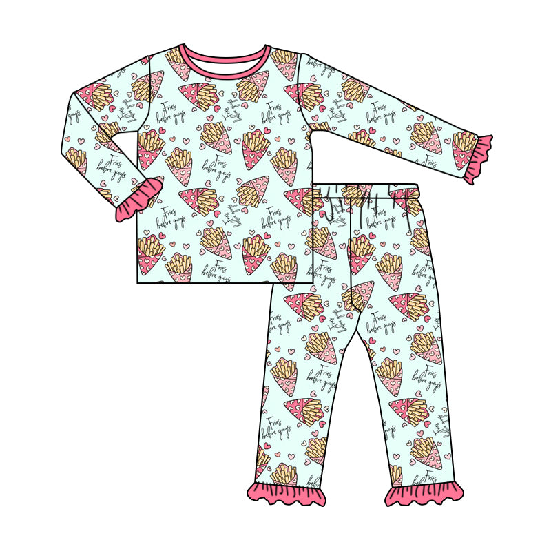 Baby Girls Valentines Chips Shirts Pants Pajamas Clothes Sets preorder(MOQ 5)