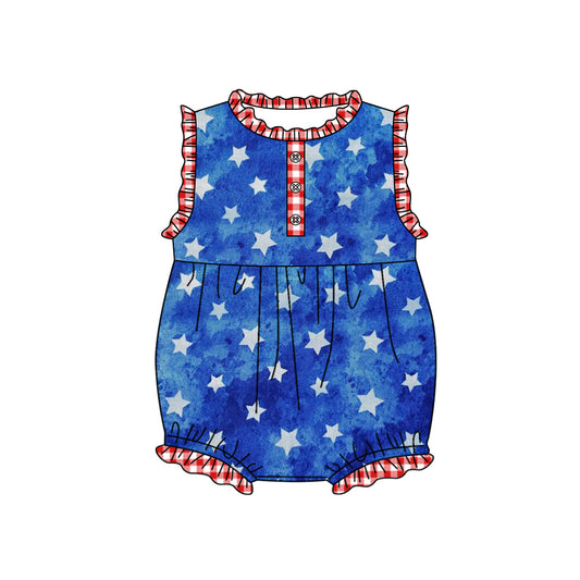 Baby Infant Girls 4th of July Stars Sleeveless Rompers preorder(moq 5)