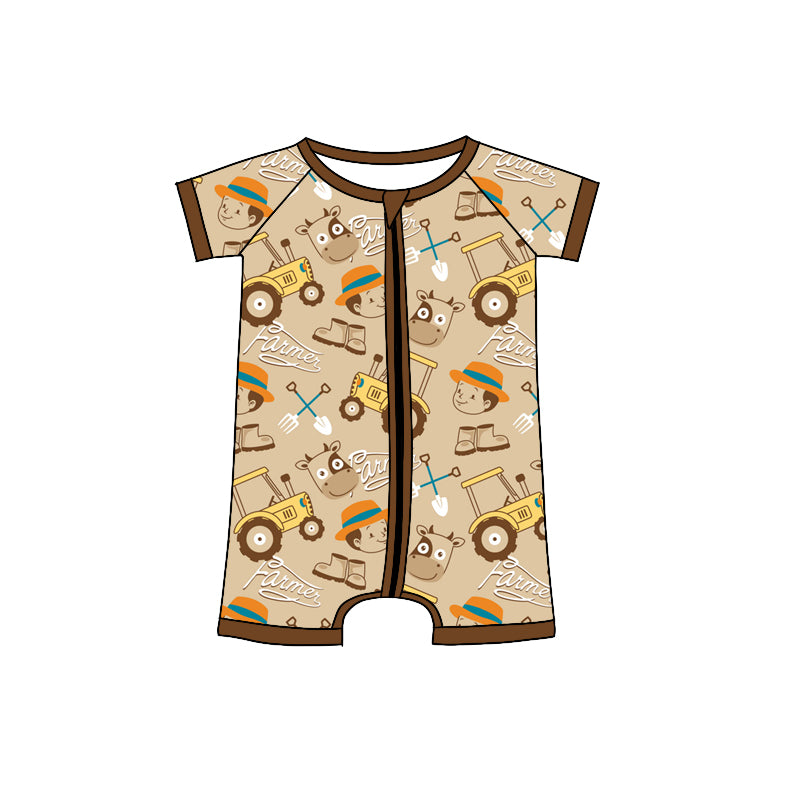 Baby Girls Truck Zip Short Sleeve Rompers preorder(moq 5)