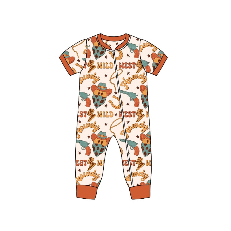 Baby Infant Boys Western Wild Zip Rompers preorder(moq 5)