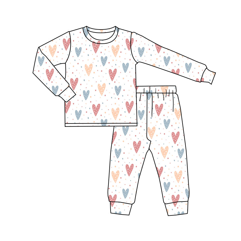 Baby Boys Colorful Hearts Top Pants Pajamas Clothes Sets preorder(MOQ 5)