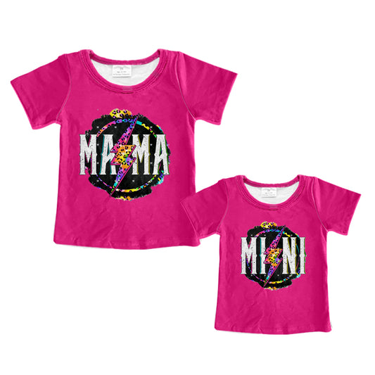 Preorder (moq 5 each) Mommy and Me Women Baby Girls Flash Mini Mama Short Sleeve Tee Shirts