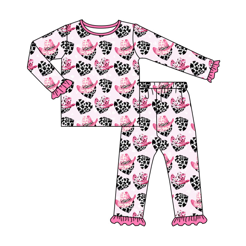 Baby Girls Valentines Western Hearts XOXO Top Pants Pajamas Clothes Sets preorder(MOQ 5)