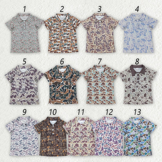 Sibling Baby Boys Short Sleeve Southern Camo Button Polo Shirts Top