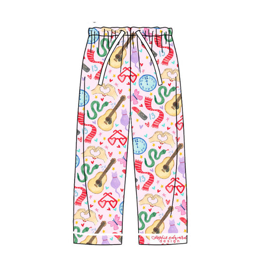 Adult Women Pink Singer Butterfly Bottoms Pants Pajamas Preorder(moq 5)