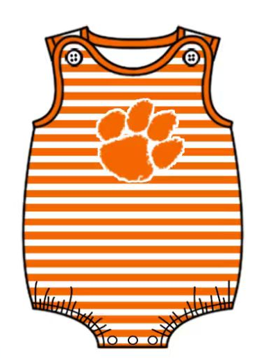 Preorder (moq 5)Baby Boys Orange Stripe Pawl Team Rompers