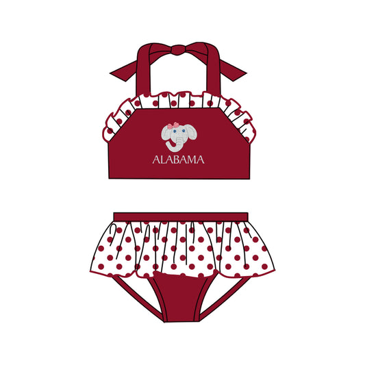 Baby Girls Alabama Elephant Team Ruffle Two Pieces Swimsuits preorder (moq 5)