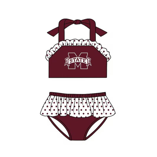 Baby Girls M State Team Ruffle Two Pieces Swimsuits preorder (moq 5)